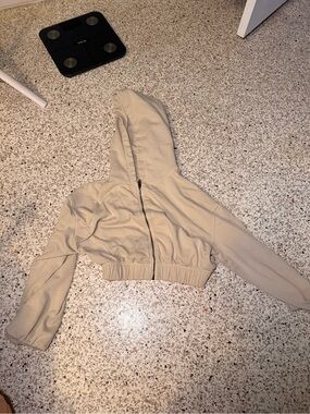 Talentless Zip Crop Hoodie Jacket Bone Cream | Small | Like New